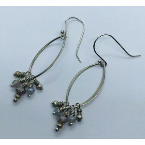 Sterling Silver 925 Open Work Bead Cluster Dangle Hook Earrings